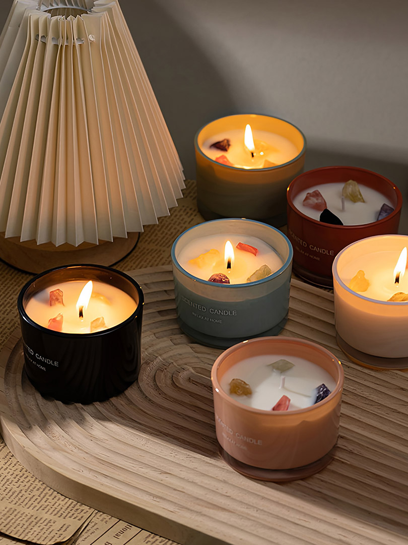 Vela de pedra de cristal com fragrância emocional de dopamina