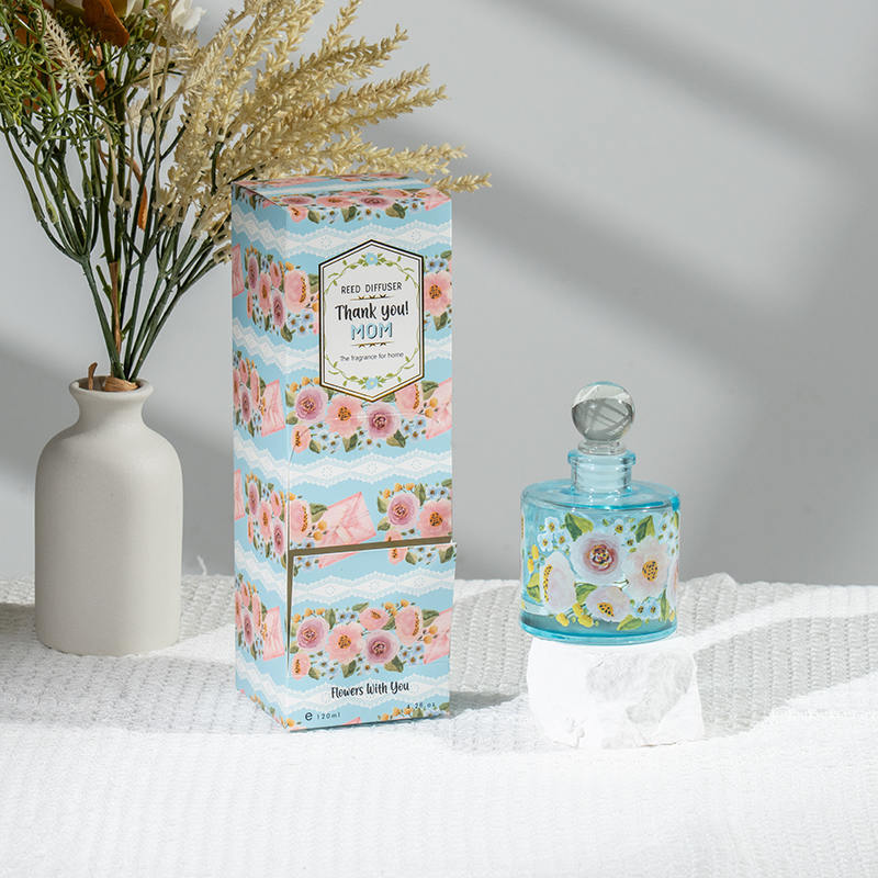 Difusor de palheta de garrafa de vidro redondo elegante para o dia das mães