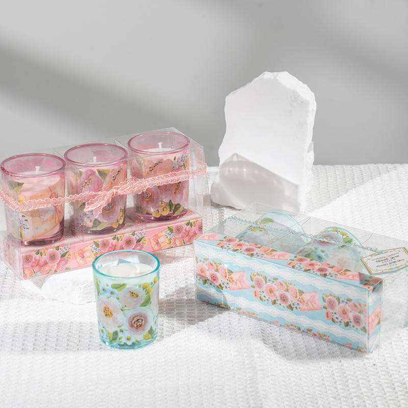 Conjunto de velas perfumadas com copo de vidro redondo pequeno clássico do Dia das Mães - fabricante de velas de soja ecológica