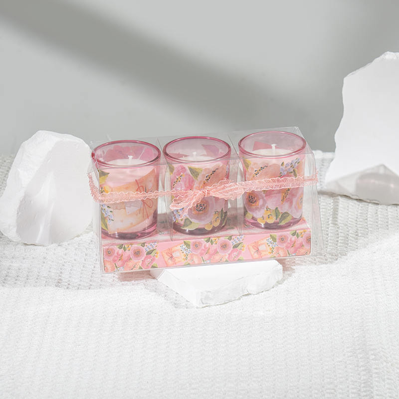 Conjunto de velas perfumadas com copo de vidro redondo pequeno clássico do Dia das Mães - fabricante de velas de soja ecológica