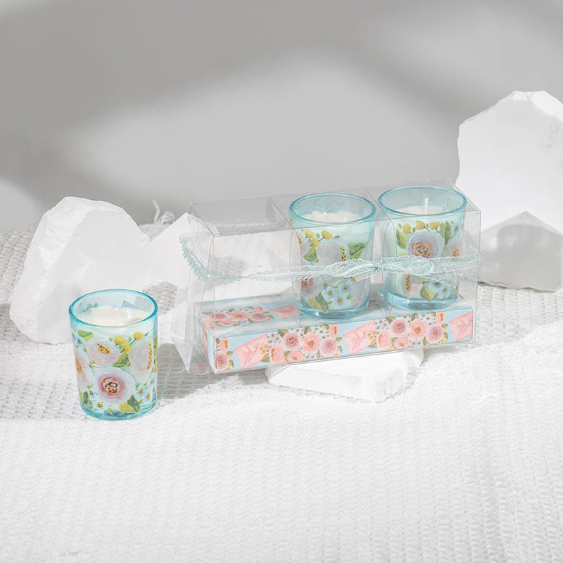 Conjunto de velas perfumadas com copo de vidro redondo pequeno clássico do Dia das Mães - fabricante de velas de soja ecológica