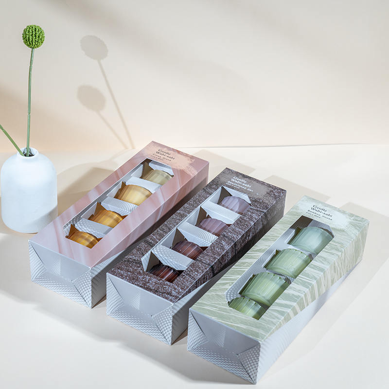 Conjunto de 4 copos para velas de vidro anões pequenos listrados verticais