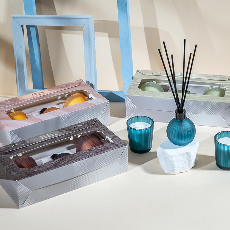 Vidros pequenos listrados verticais velas perfumadas X2 Frasco difusor de palheta volátil com listras verticais