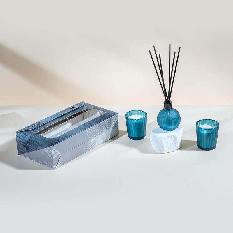 Vidros pequenos listrados verticais velas perfumadas X2 Frasco difusor de palheta volátil com listras verticais