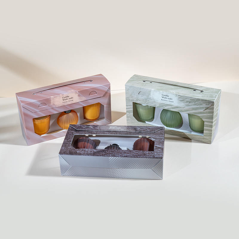 Vidros pequenos listrados verticais velas perfumadas X2 Frasco difusor de palheta volátil com listras verticais