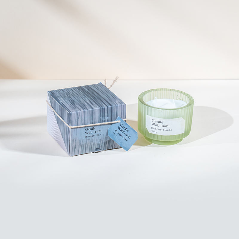 Copo de vela de vidro redondo com listras verticais velas perfumadas - fornecedor de velas de cera de soja ecológica