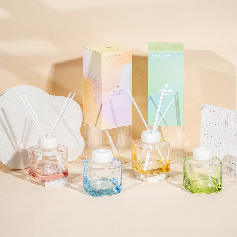 Frasco de perfume de vidro transparente quadrado reed difusor-difusor de aroma fábrica