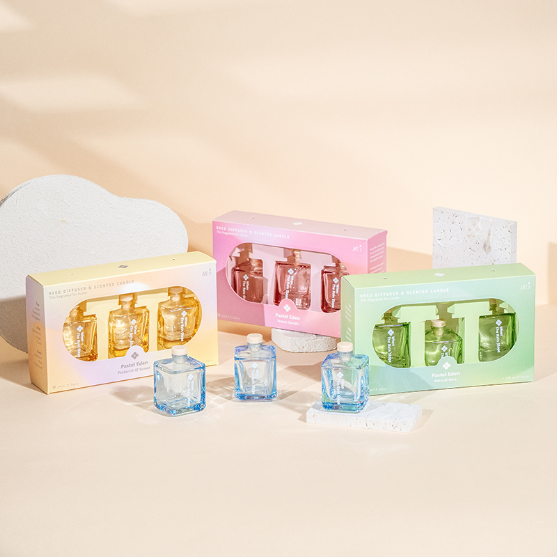 Conjunto de difusor de palheta de garrafa quadrada 3PCS set-3PCS conjunto de aroma