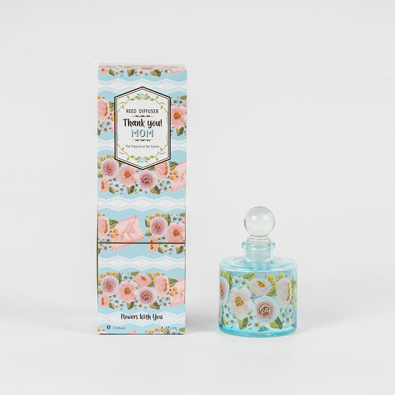 Difusor de palheta de garrafa de vidro redondo elegante para o dia das mães