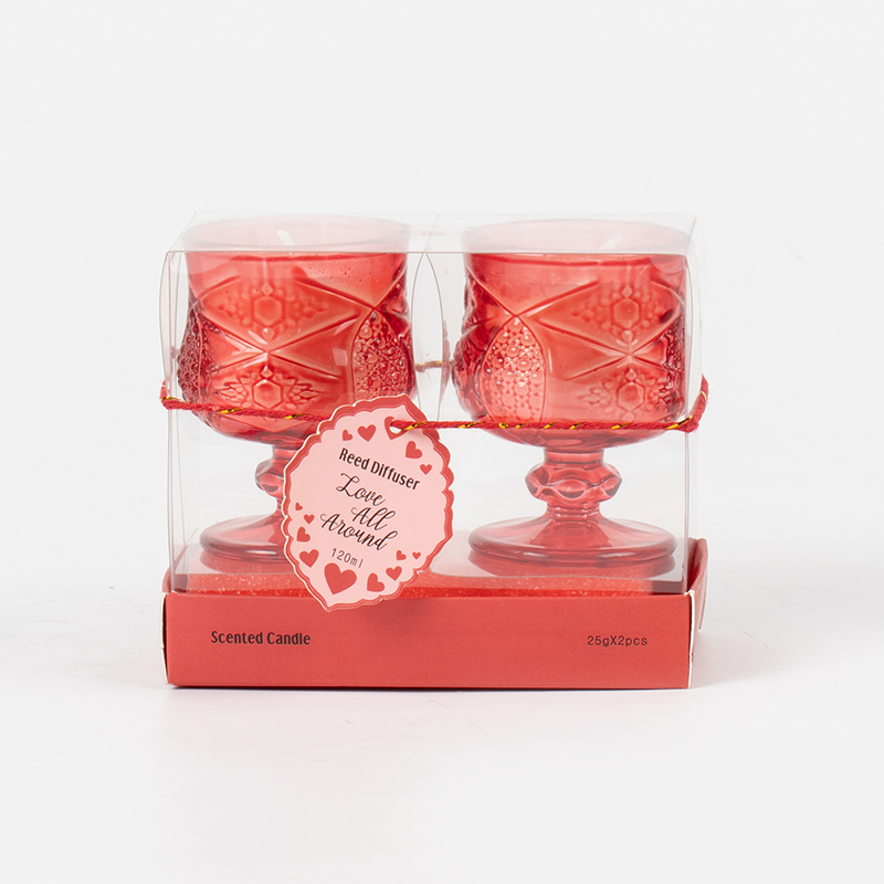 Conjunto de velas perfumadas com copo estiloso clássico dos namorados, 2 peças, fabricante de conjunto de velas de cera de soja ecológica ogranic
