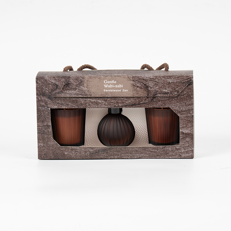 Vidros pequenos listrados verticais velas perfumadas X2 Frasco difusor de palheta volátil com listras verticais