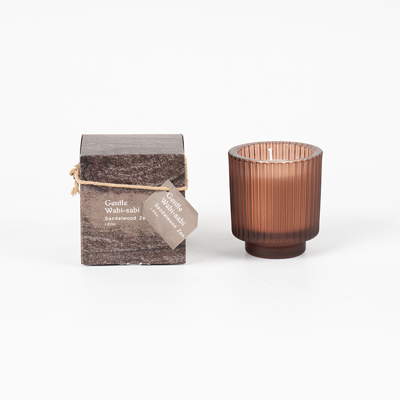 Copo de vela de vidro redondo com listras verticais velas perfumadas - fornecedor de velas de cera de soja ecológica