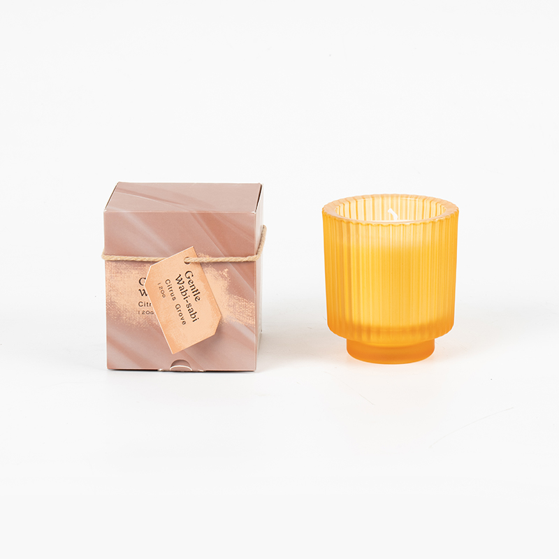 Copo de vela de vidro redondo com listras verticais velas perfumadas - fornecedor de velas de cera de soja ecológica