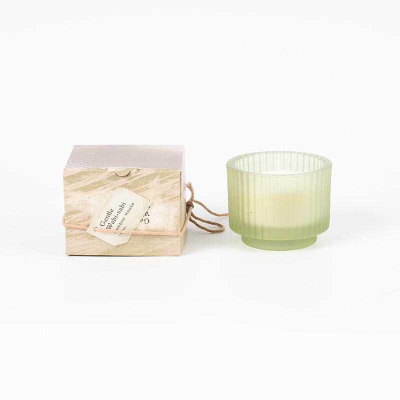 Copo de vela de vidro redondo com listras verticais velas perfumadas - fornecedor de velas de cera de soja ecológica