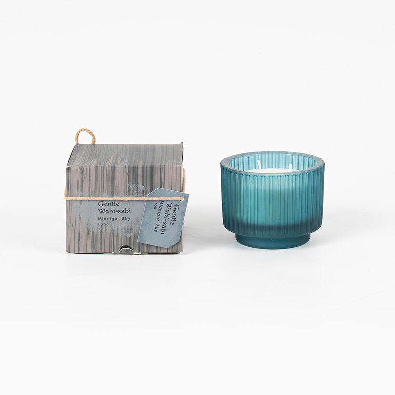 Copo de vela de vidro redondo com listras verticais velas perfumadas - fornecedor de velas de cera de soja ecológica